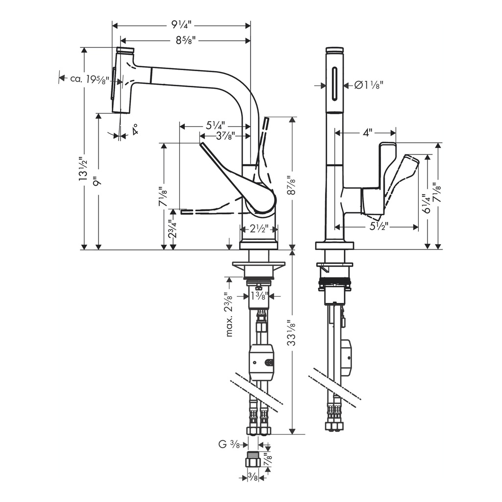 Hansgrohe 39863341 Kitchen Faucet Select 2-Spray Pull-Out 1.75 Gpm