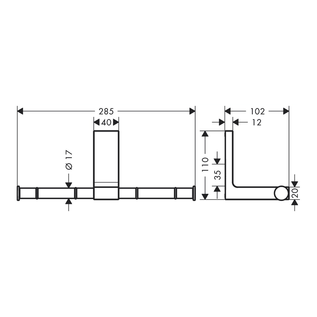 Hansgrohe 42657330 Universal Rectangular Toilet Paper Holder Double