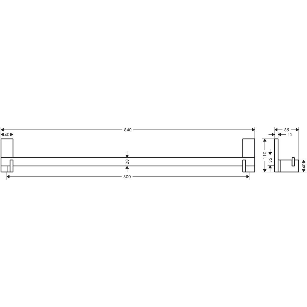 Hansgrohe 42683820 Universal Rectangular Towel Bar 32"