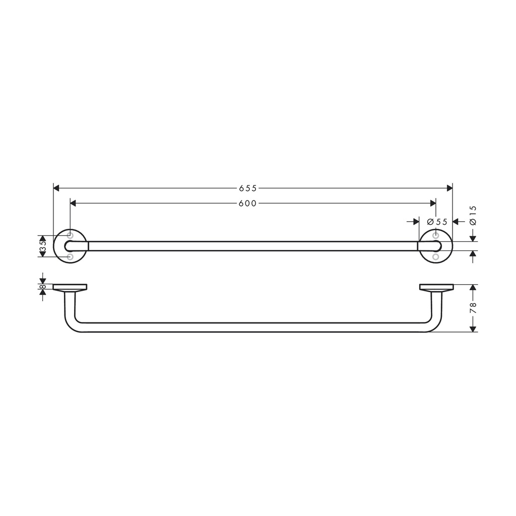 Hansgrohe 42860700 Circular Towel Bar 24"