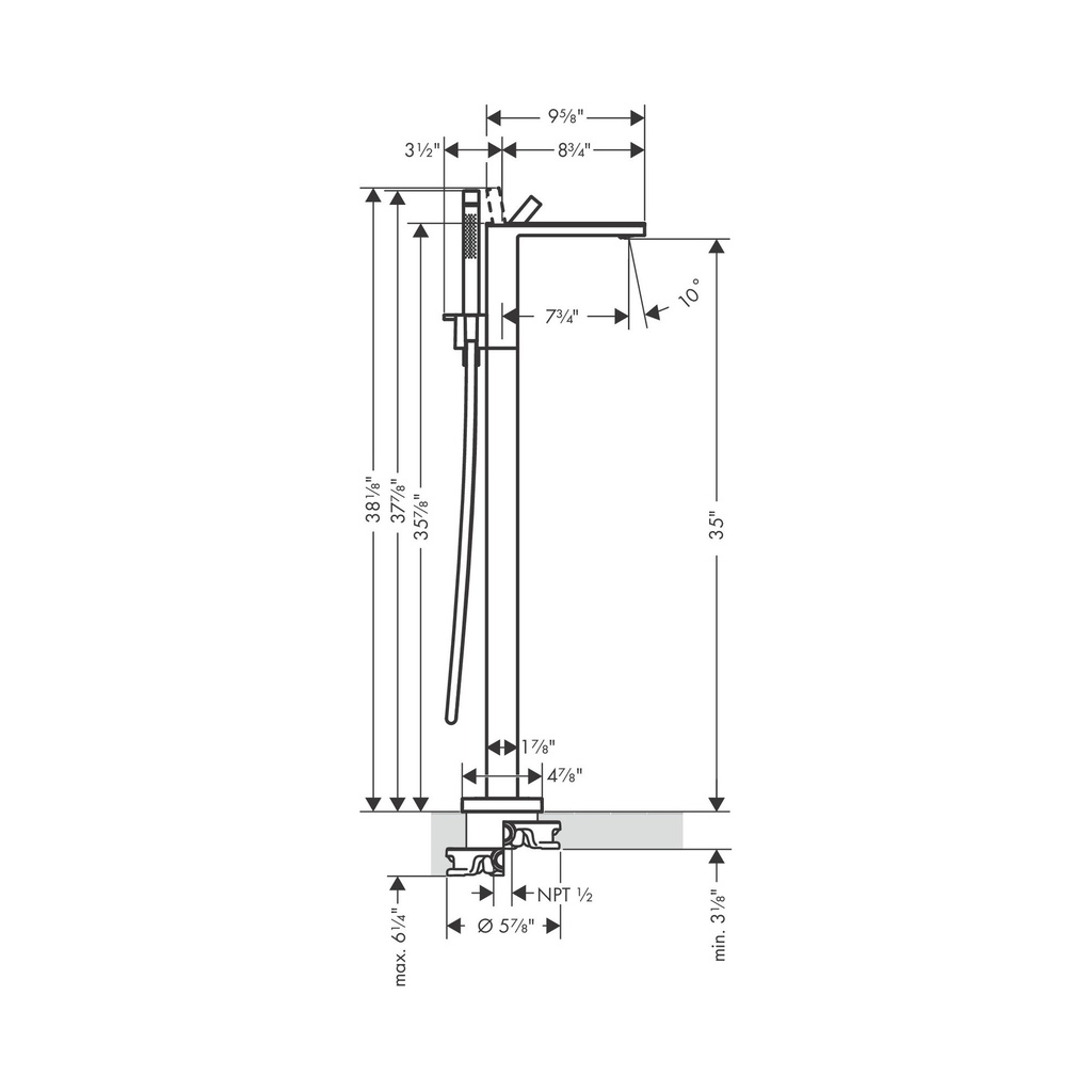 Hansgrohe 47442671 Freestanding Tub Filler Trim With 1.75 Gpm Handshower Withou