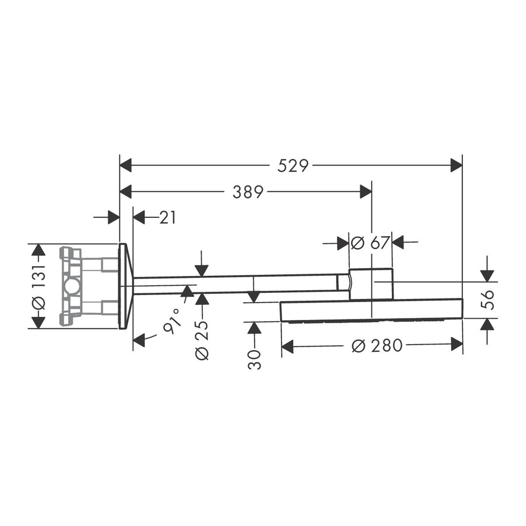 Hansgrohe 48481341 Showerhead 280 2-Jet With Showerarm Trim 2.5 Gpm
