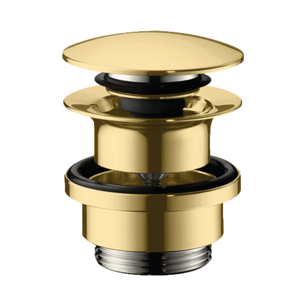 Hansgrohe 50100991 Push Open Sink Drain with Overflow Polished Gold Optic