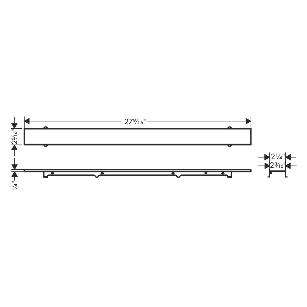 Hansgrohe 56029001 Raindrain Rock Trim Flex 23 5/8" Cut To Size And Tileable