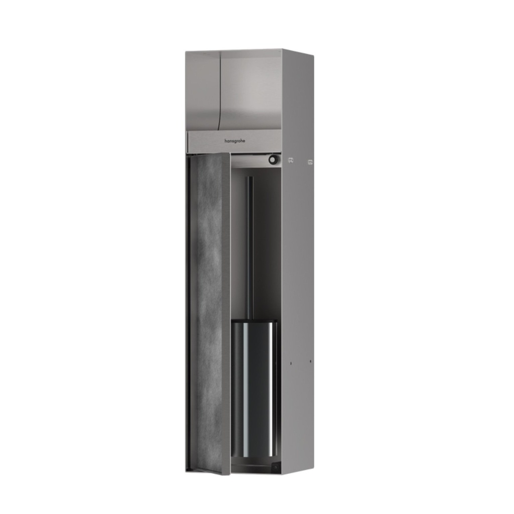 Hansgrohe 56062800 Xtrastoris Rock Recessed Toilet Brush Holder With Toilet Pap