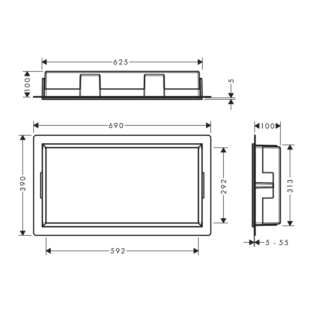 Hansgrohe 56064380 Xtrastoris Original Wall Niche With Integrated Frame 12"X 24