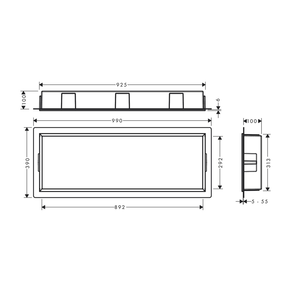 Hansgrohe 56067700 Wall Niche With Integrated Frame 12"X 36"X 4"