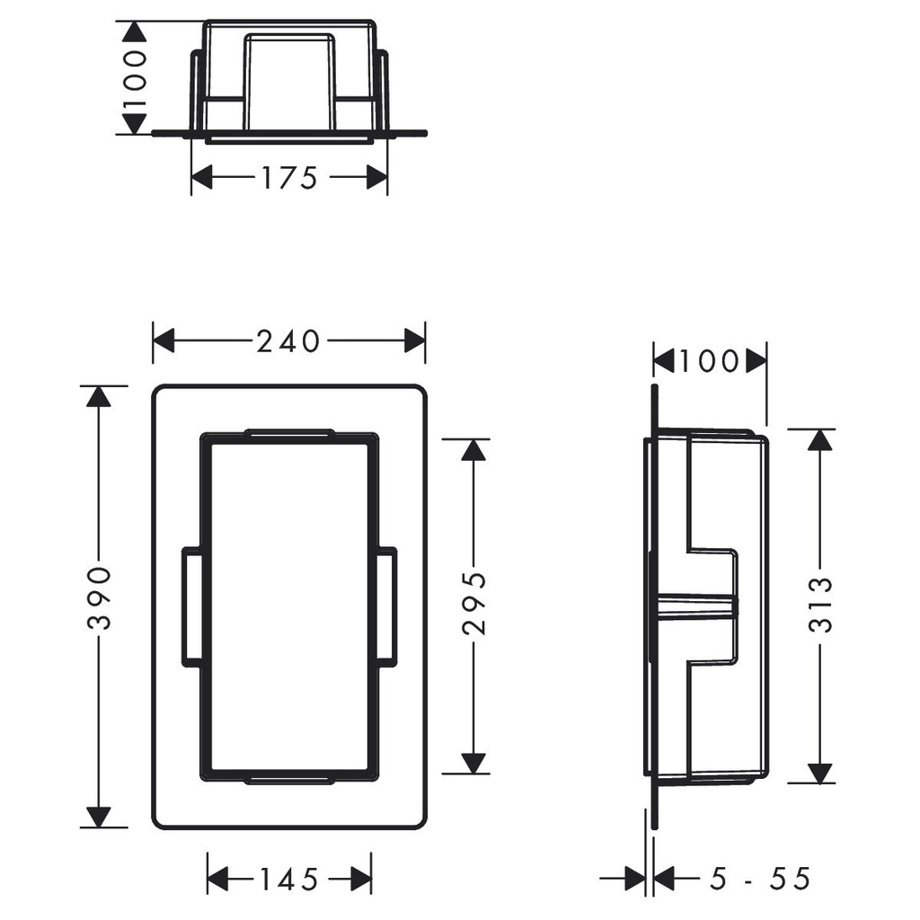Hansgrohe 56070700 Xtrastoris Minimalistic Wall Niche With Open Frame 12"X 6"X
