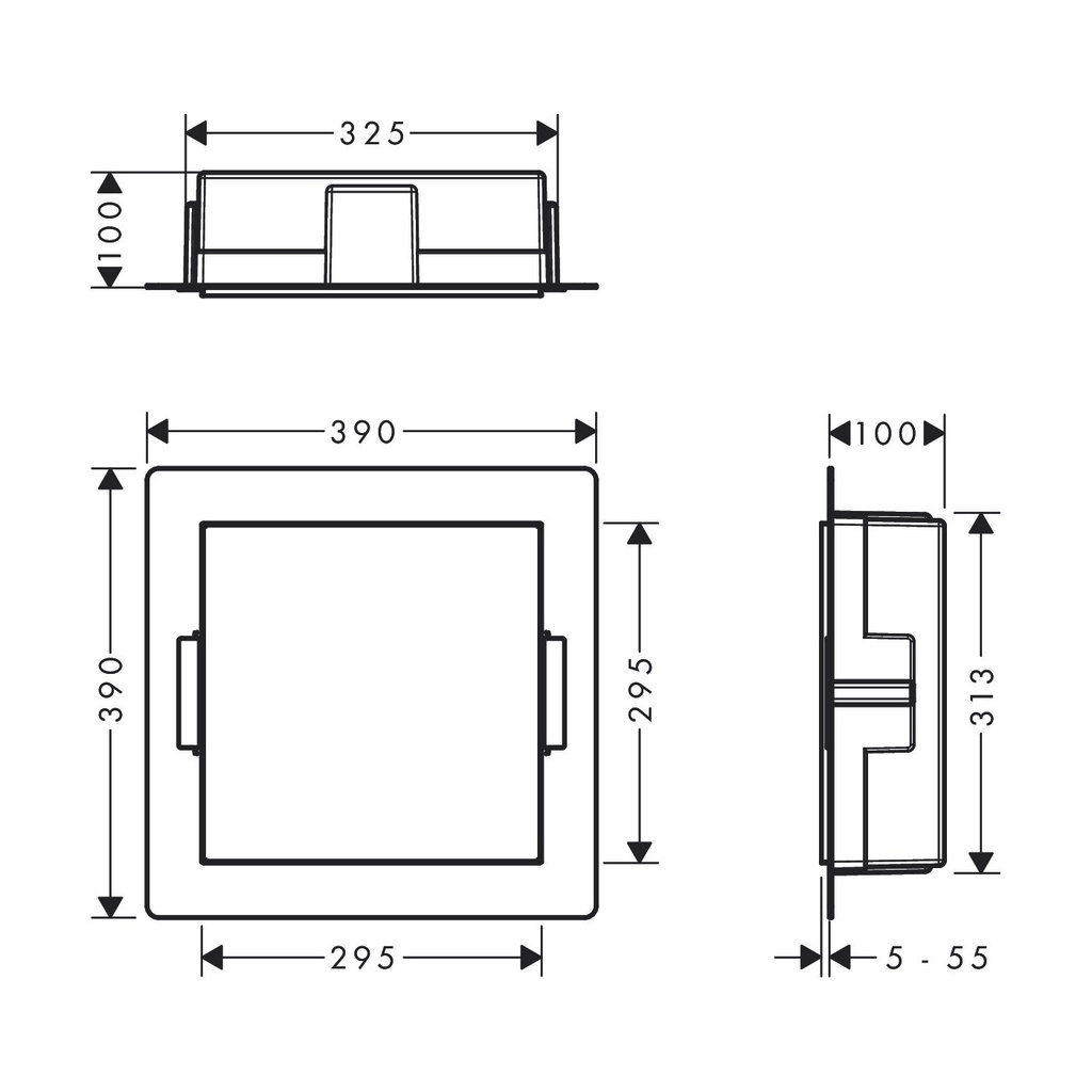 Hansgrohe 56073700 Xtrastoris Minimalistic Wall Niche With Open Frame 12"X 12"X