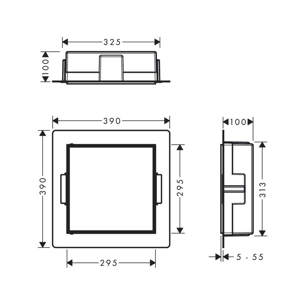 Hansgrohe 56085800 Xtrastoris Rock Wall Niche With Tileable Door 12"X 12"X 4"