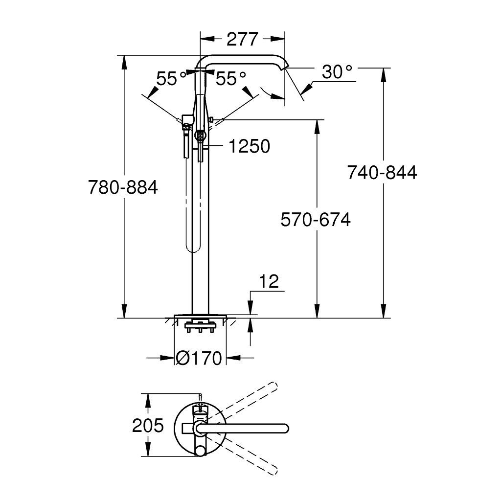 Grohe 2349100A Essence Floor Standing Tub Filler Chrome 3