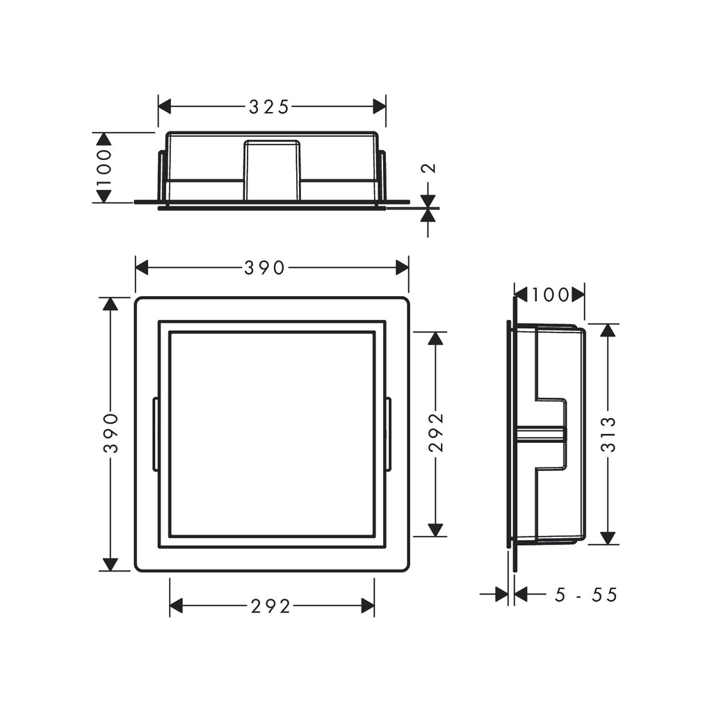 Hansgrohe 56097700 Wall Niche Brushed Stainless Steel With Design Frame 12"X 12