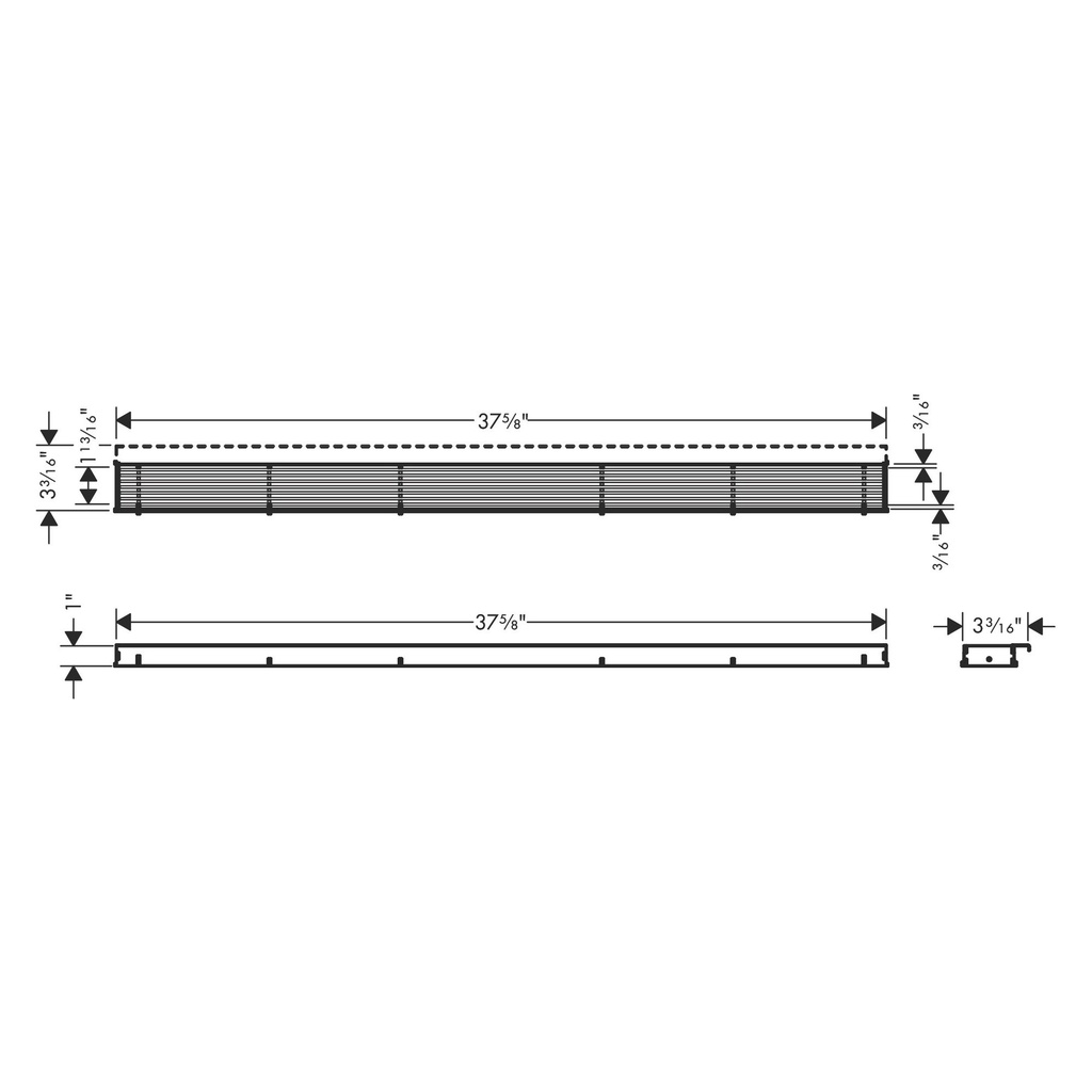 Hansgrohe 56123801 Raindrain Match Trim Boardwalk 39 3/8" With Height Adjustabl