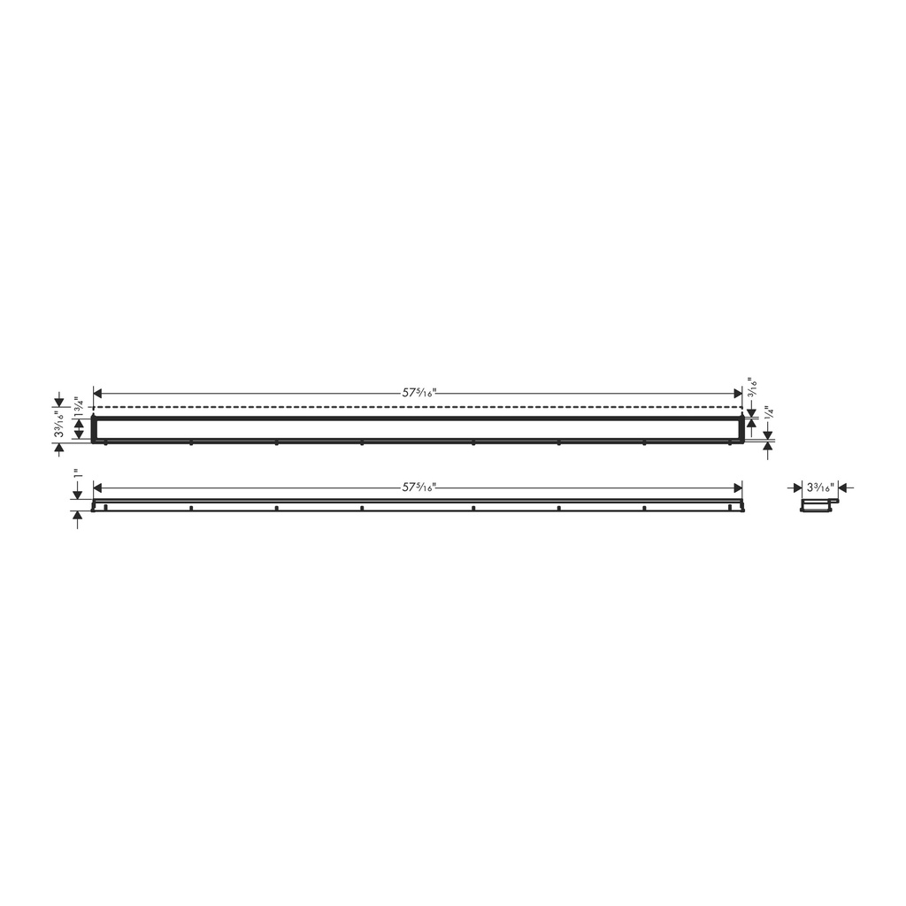 Hansgrohe 56127671 Raindrain Match Trim Zero/ Tile 59 1/8" With Height Adjustab