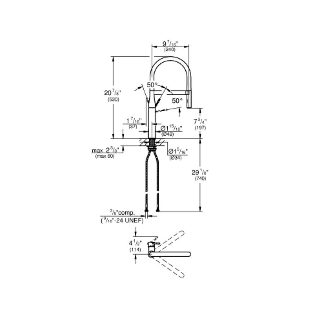 Grohe 30295A00 Essence Professional Single Handle Kitchen Faucet Hard Graphite 3