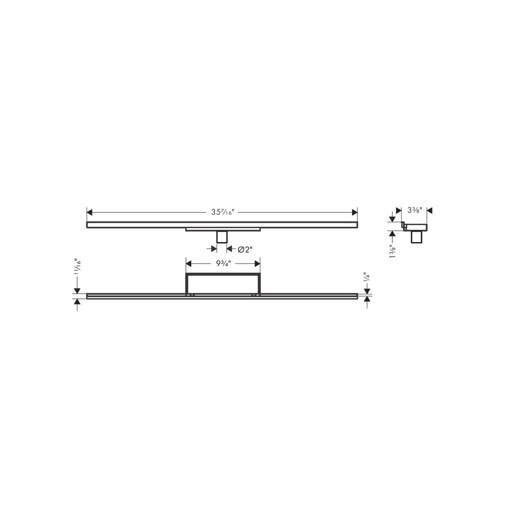 Hansgrohe 56221001 Complete Set 2" 35 1/4" Trim And Installation Set