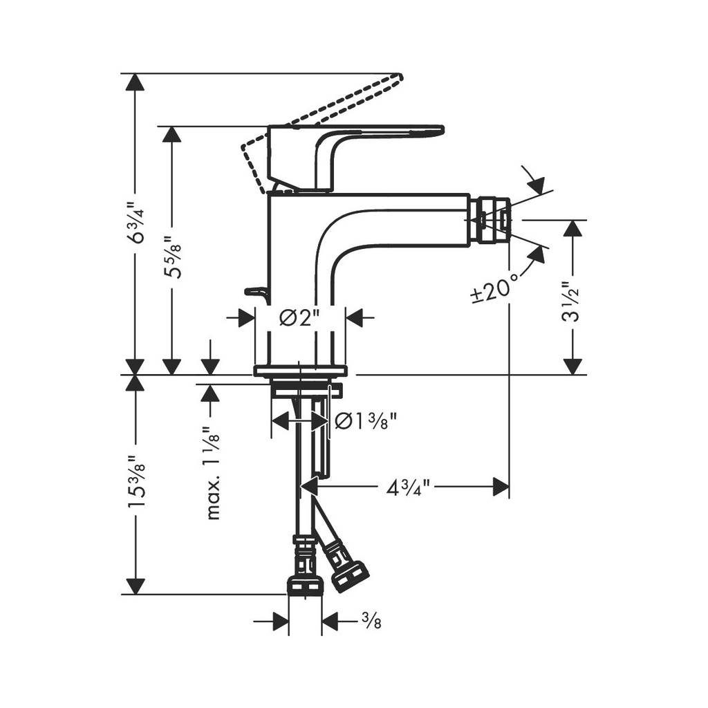 Hansgrohe 72210001 Rebris S Single-Hole Bidet Faucet