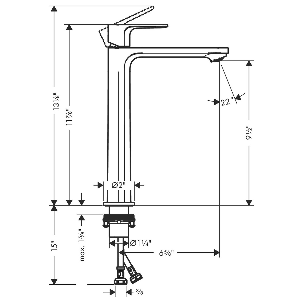 Hansgrohe 72524001 Rebris S Single-Hole Faucet 240 1.2 Gpm