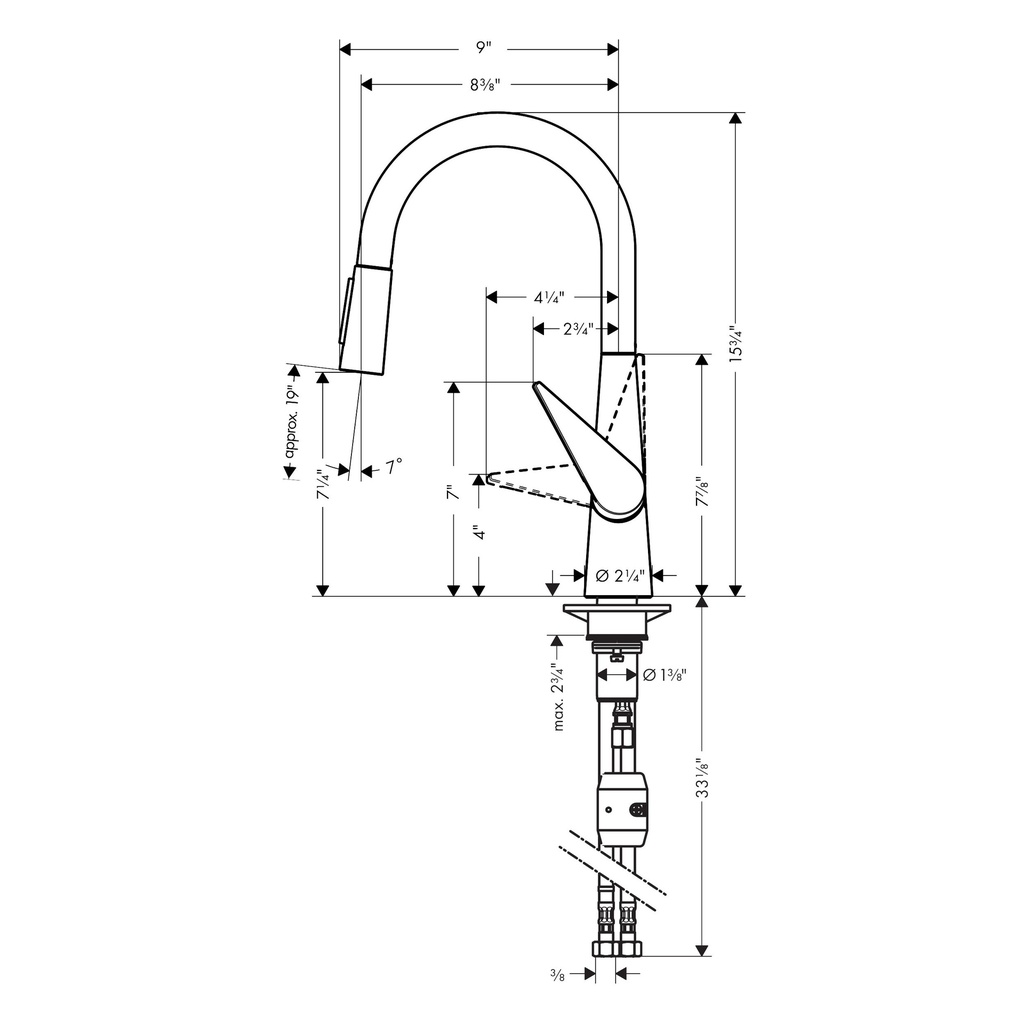 Hansgrohe 72813671 Higharc Kitchen Faucet 2-Spray Pull-Down 1.75 Gpm