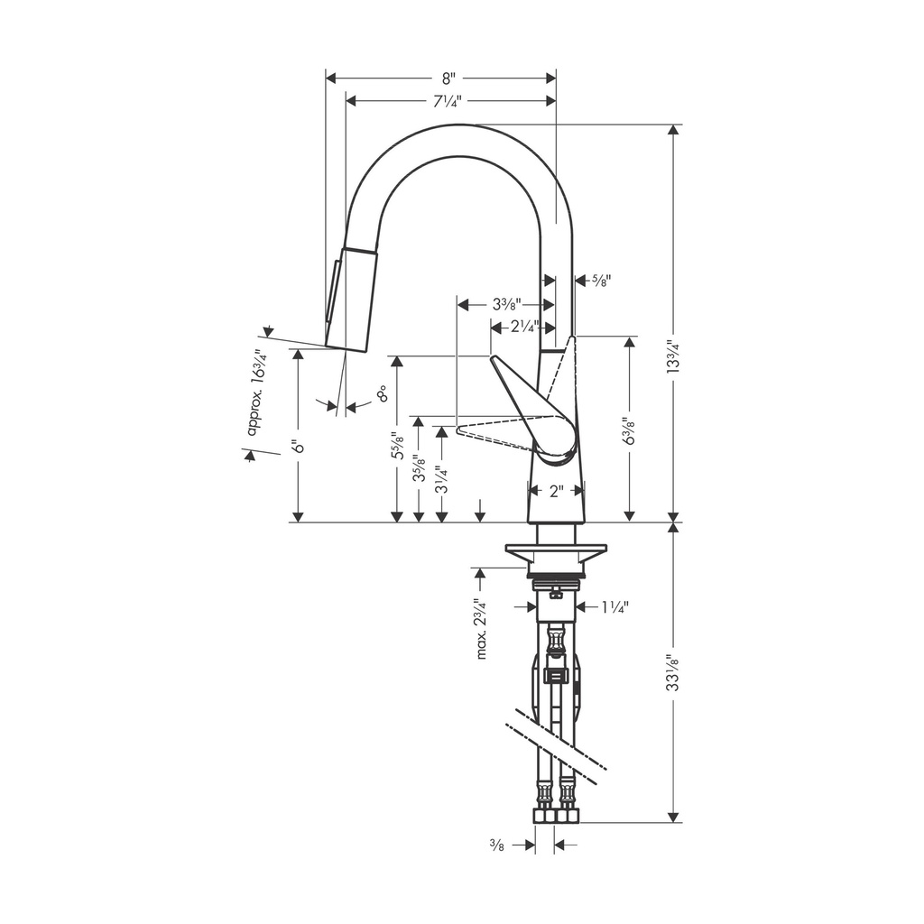 Hansgrohe 72815831 Prep Kitchen Faucet 2-Spray Pull-Down 1.75 Gpm