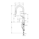 Hansgrohe 72846801 Higharc Kitchen Faucet A-Style 2-Spray Pull-Down 1.75 Gpm Steel Optic