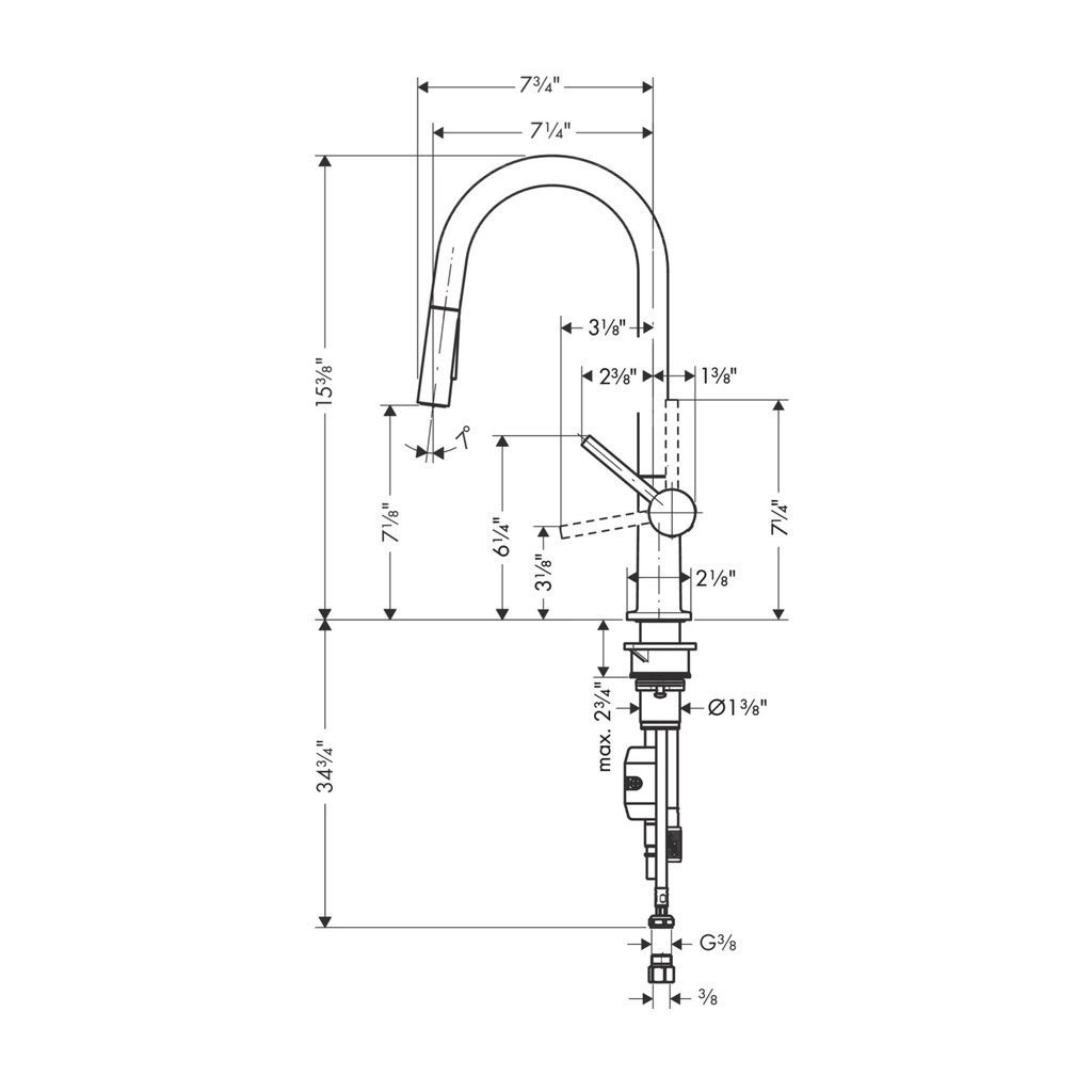 Hansgrohe 72846831 Higharc Kitchen Faucet A-Style 2-Spray Pull-Down 1.75 Gpm