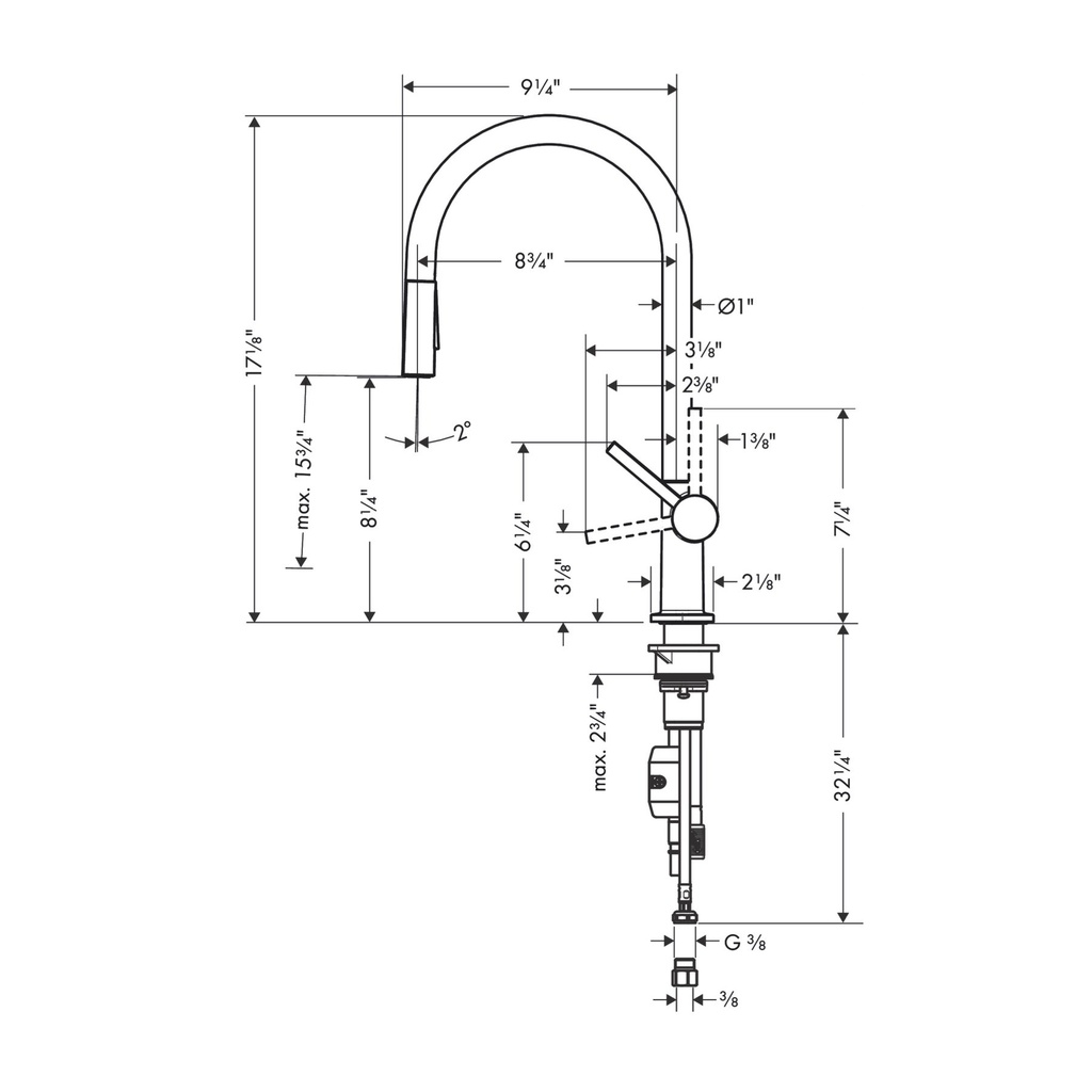 Hansgrohe 72857801 Higharc Kitchen Faucet O-Style 2-Spray Pull-Down 1.5 Gpm