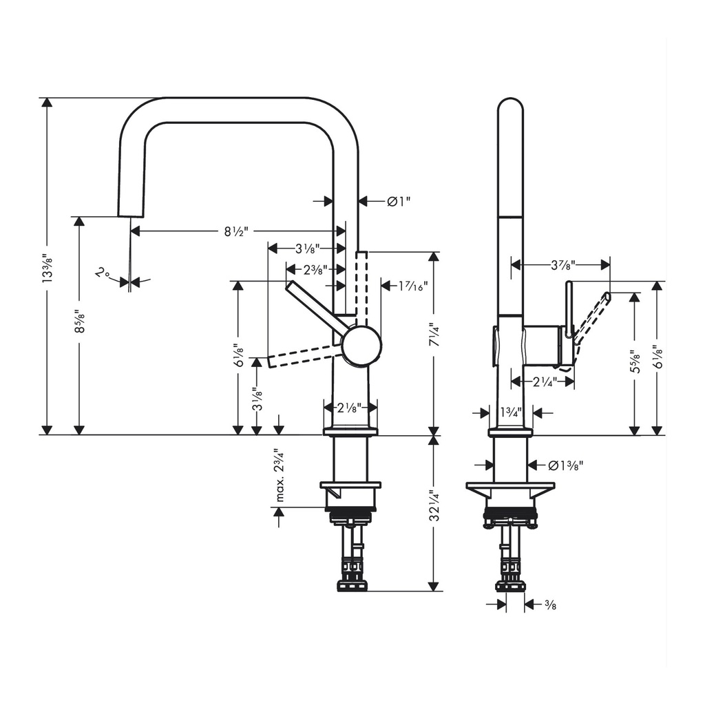 Hansgrohe 72858001 Kitchen Faucet U-Style 1-Spray 1.5 Gpm