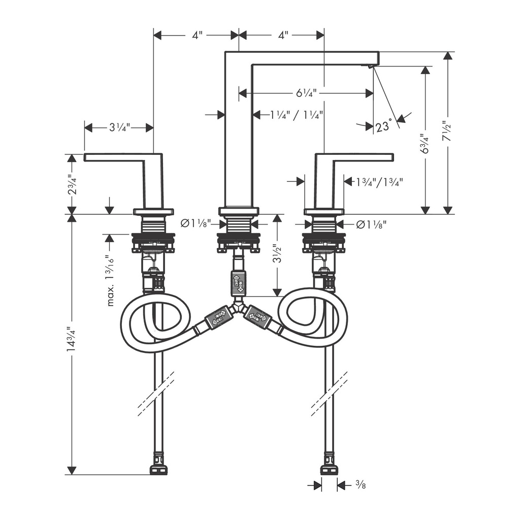 Hansgrohe 73031821 Widespread Faucet 150 1.2 Gpm