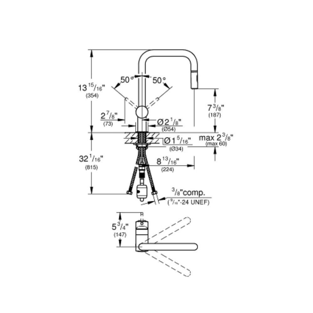 Grohe 32319DC3 Minta Single Handle Kitchen Faucet Super Steel 3
