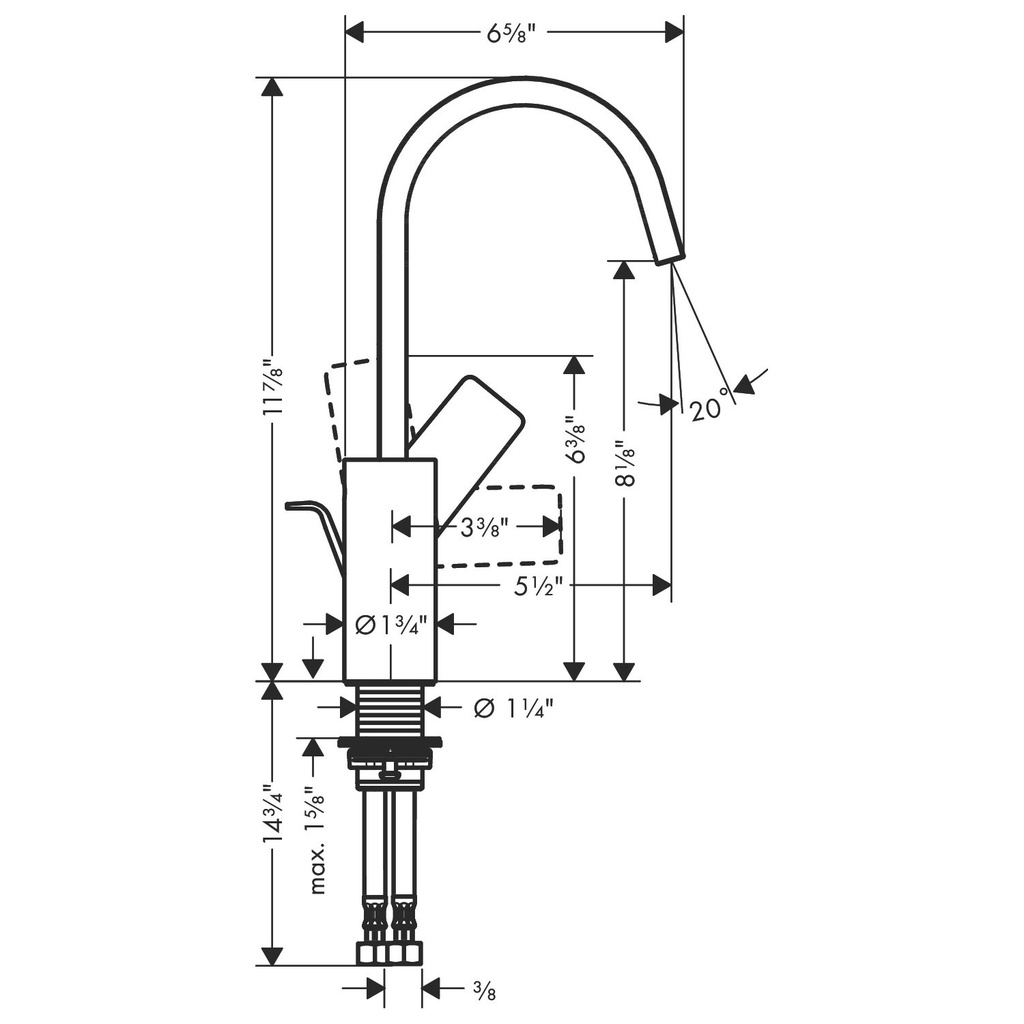 Hansgrohe 75030701 Single-Hole Faucet 210 With Swivel Spout And Pop-Up Drain 1