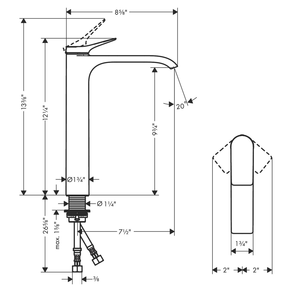 Hansgrohe 75042001 Vivenis Single-Hole Faucet 250 1.2 Gpm Chrome