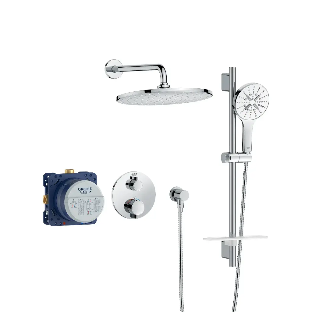 Grohe 1030660000 Rainshower GrohTherm 2-Handle Thermostatic Dual Function Shower Kit Chrome