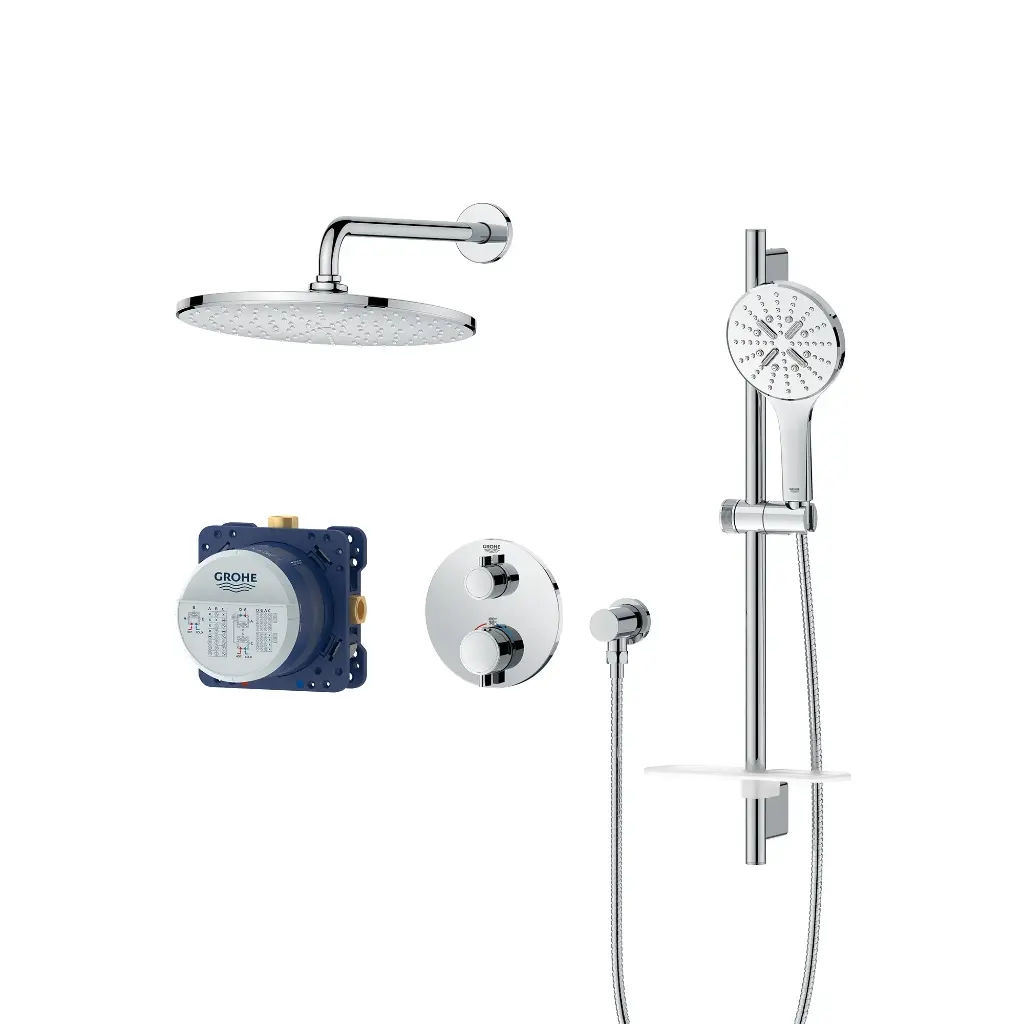 Grohe 1030660000 Rainshower GrohTherm 2-Handle Thermostatic Dual Function Shower Kit Chrome