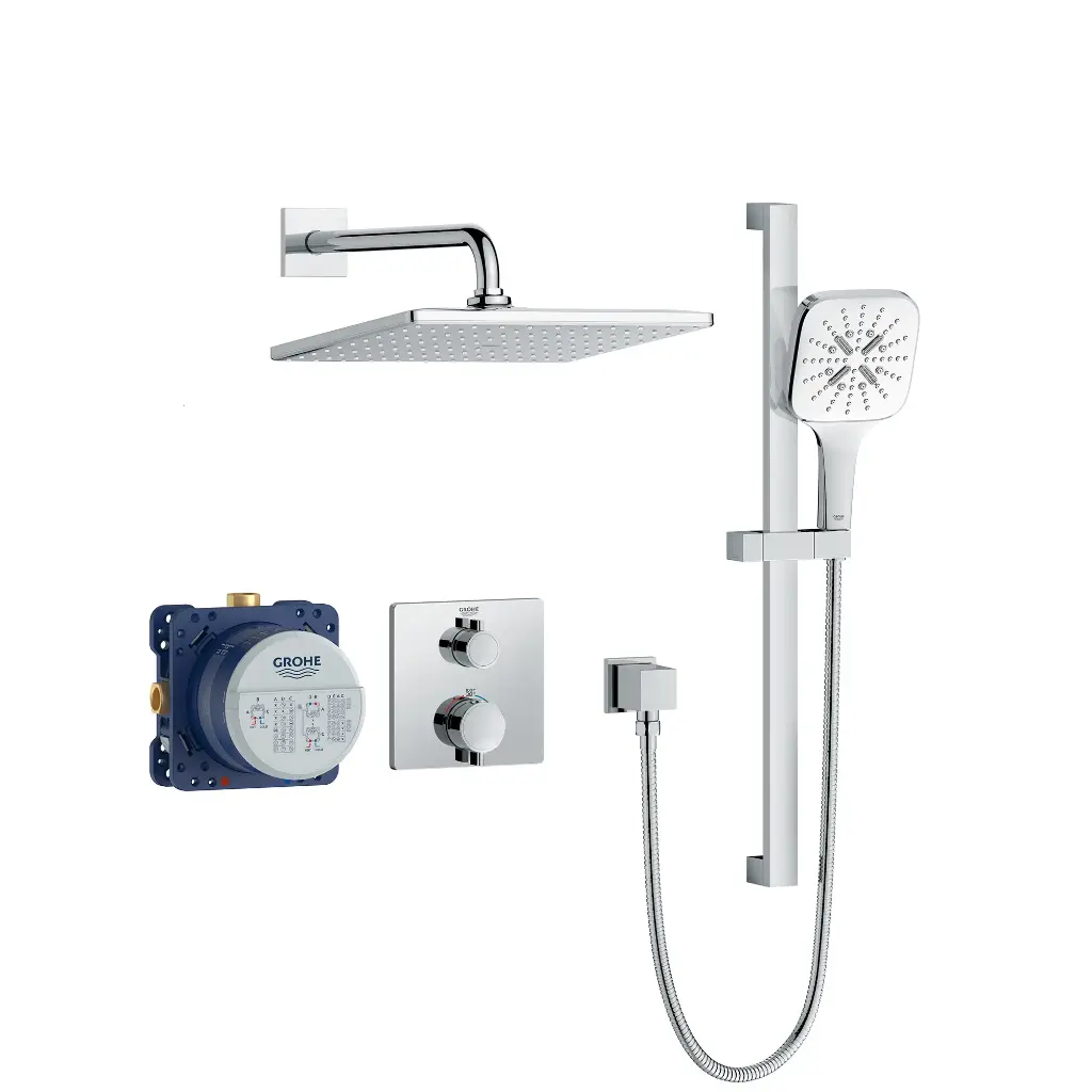 Grohe 1030690000 Rainshower GrohTherm 2-Handle Thermostatic Single Function Shower Kit Chrome