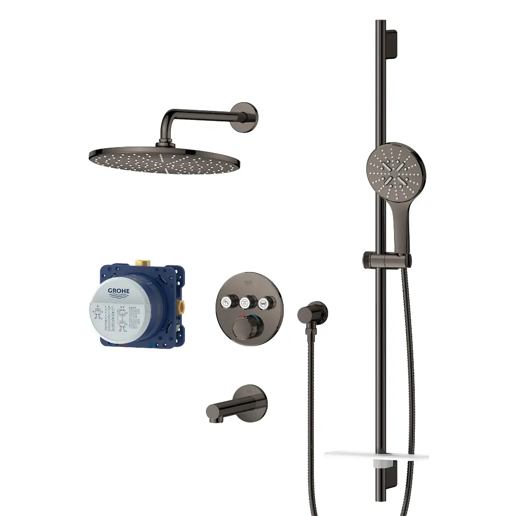 Grohe 103082A000 Rainshower SmartControl Thermostatic Triple Function Shower Kit Hard Graphite