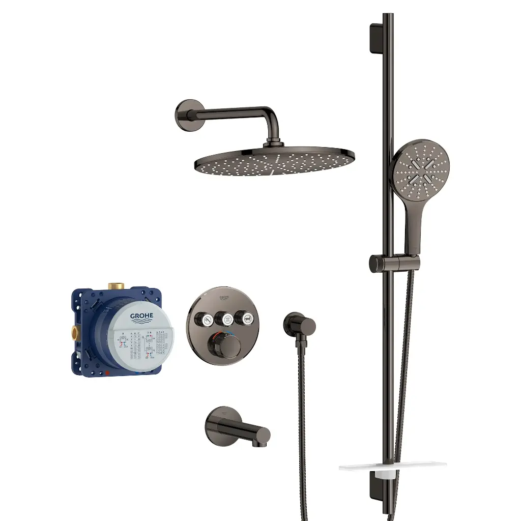 Grohe 103082A000 Rainshower SmartControl Thermostatic Triple Function Shower Kit Hard Graphite