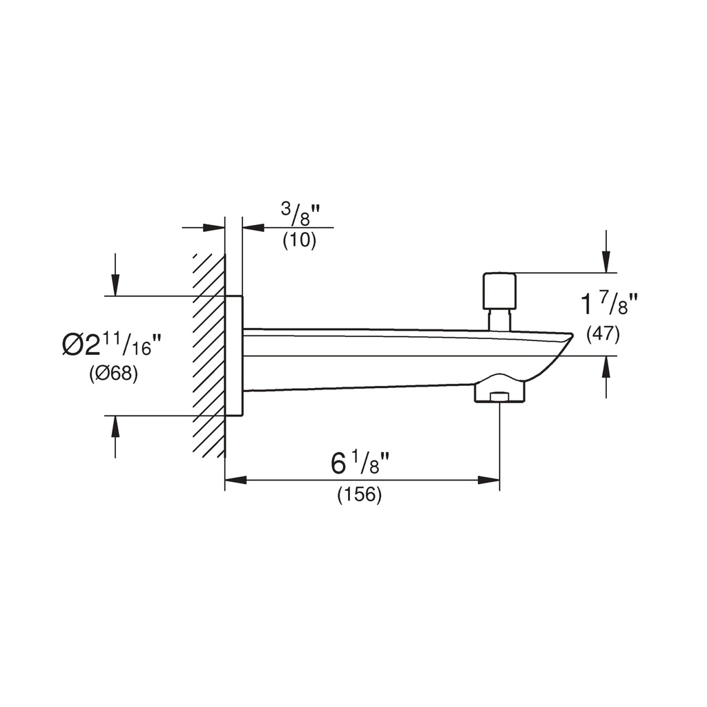 Grohe 13356EN3 Eurosmart Wall Spout Exp +Diverter Us Grohe Brushed Nickel