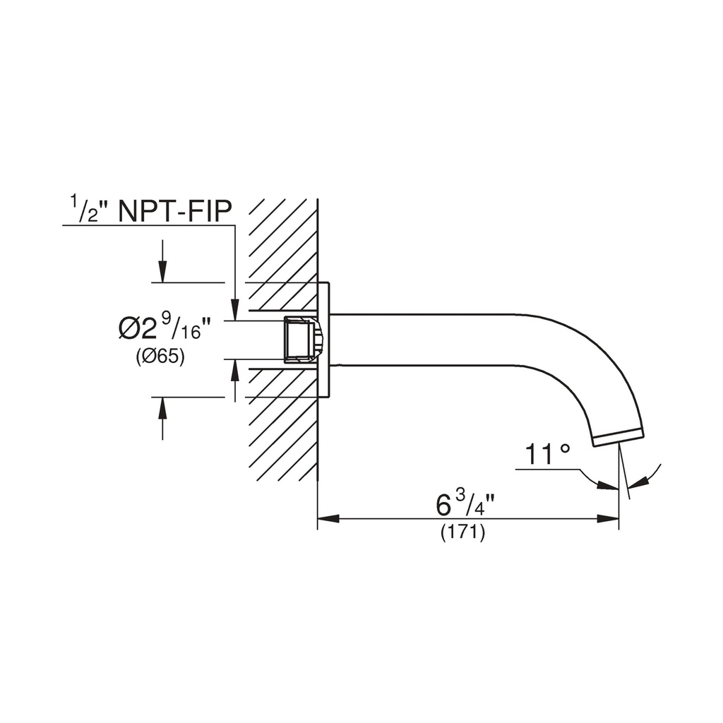 Grohe 134882430 Atrio New Bath Spout Exp Us Matte Black