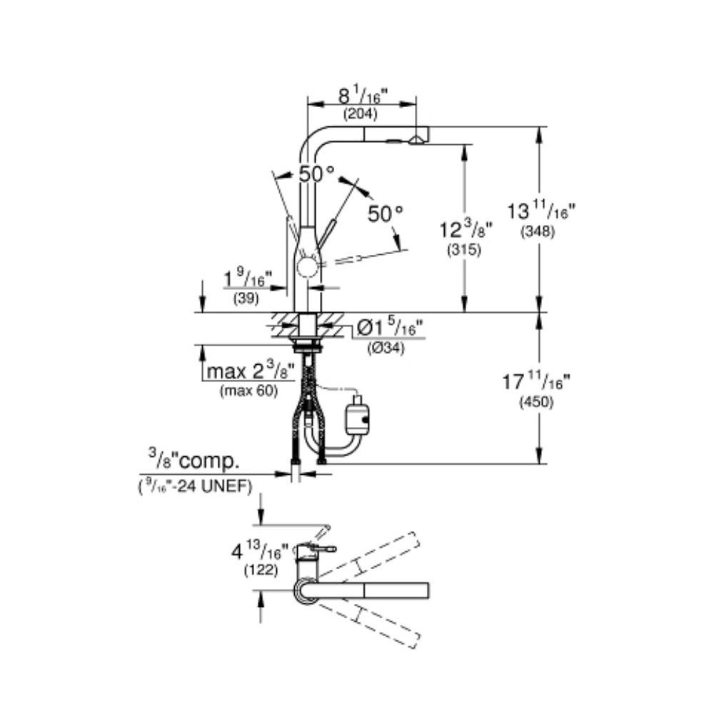 Grohe 30271A00 Essence Single Handle Kitchen Faucet Hard Graphite 2