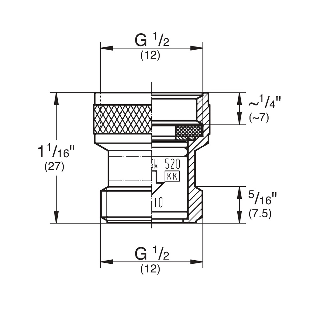 Grohe 14232GN0 Check Valve -1 Pc Brushed Cool Sunrise