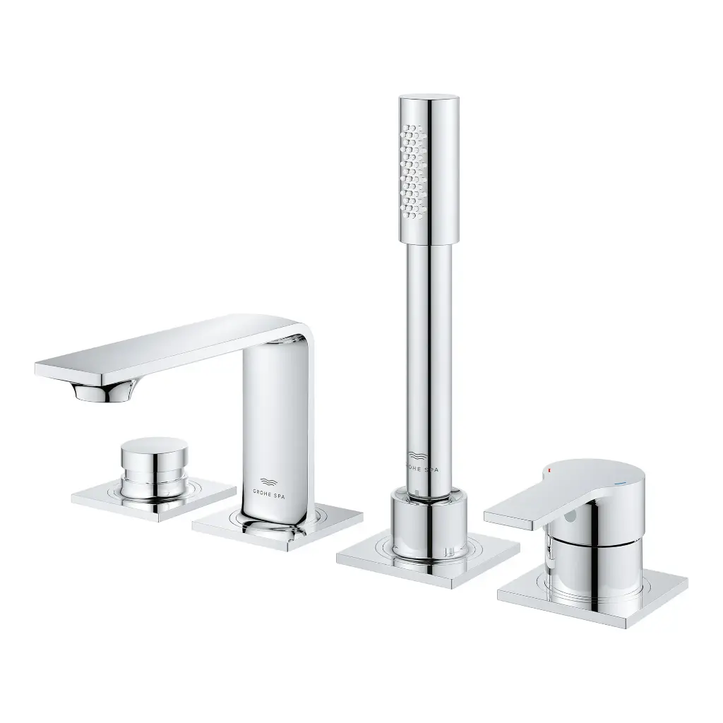 Grohe 19316001 4-Hole Single Handle Deck Mount Roman Tub Faucet With 1.75 Gpm Hand Shower Chrome