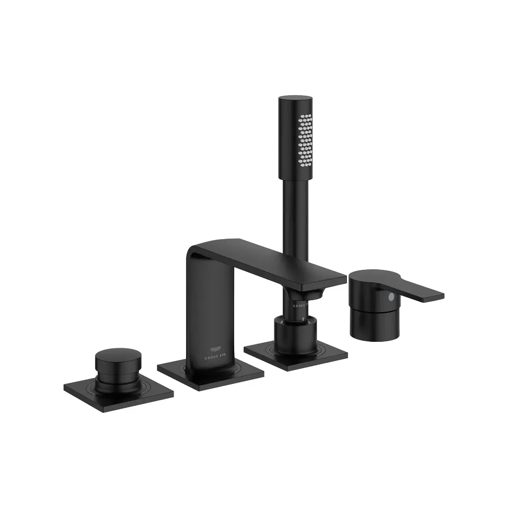 Grohe 193162431 4-Hole Single Handle Deck Mount Roman Tub Faucet With 1.75 Gpm Hand Shower Matte Black