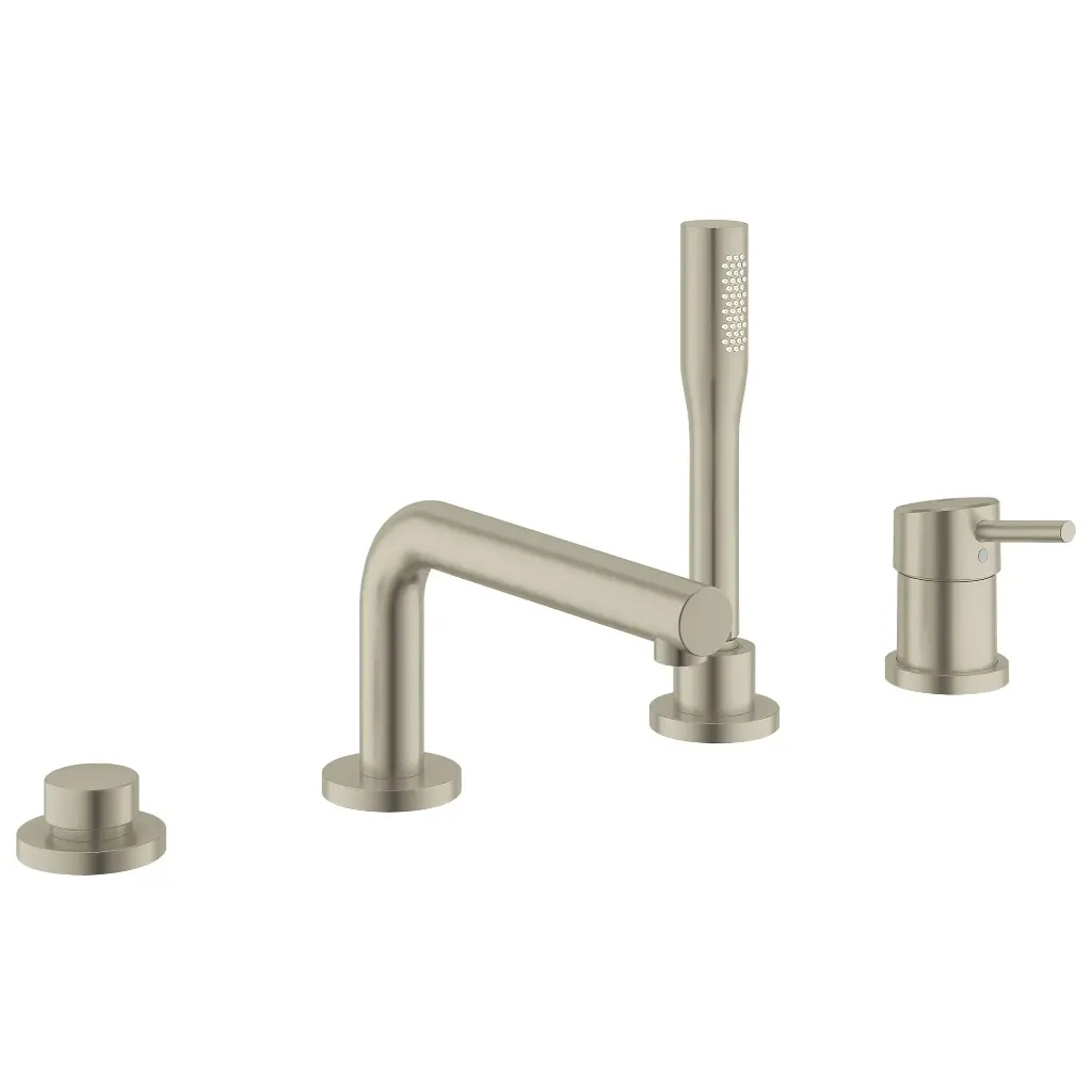 Grohe 19576Gn2 4-Hole Single Handle Deck Mount Roman Tub Faucet With 6.6 L/Min (1.75 Gpm) Hand Shower Brushed Cool Sunrise