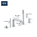 Grohe 195772431 4-Hole Single Handle Deck Mount Roman Tub Faucet With 6.6 L/Min (1.75 Gpm) Hand Shower Matte Black