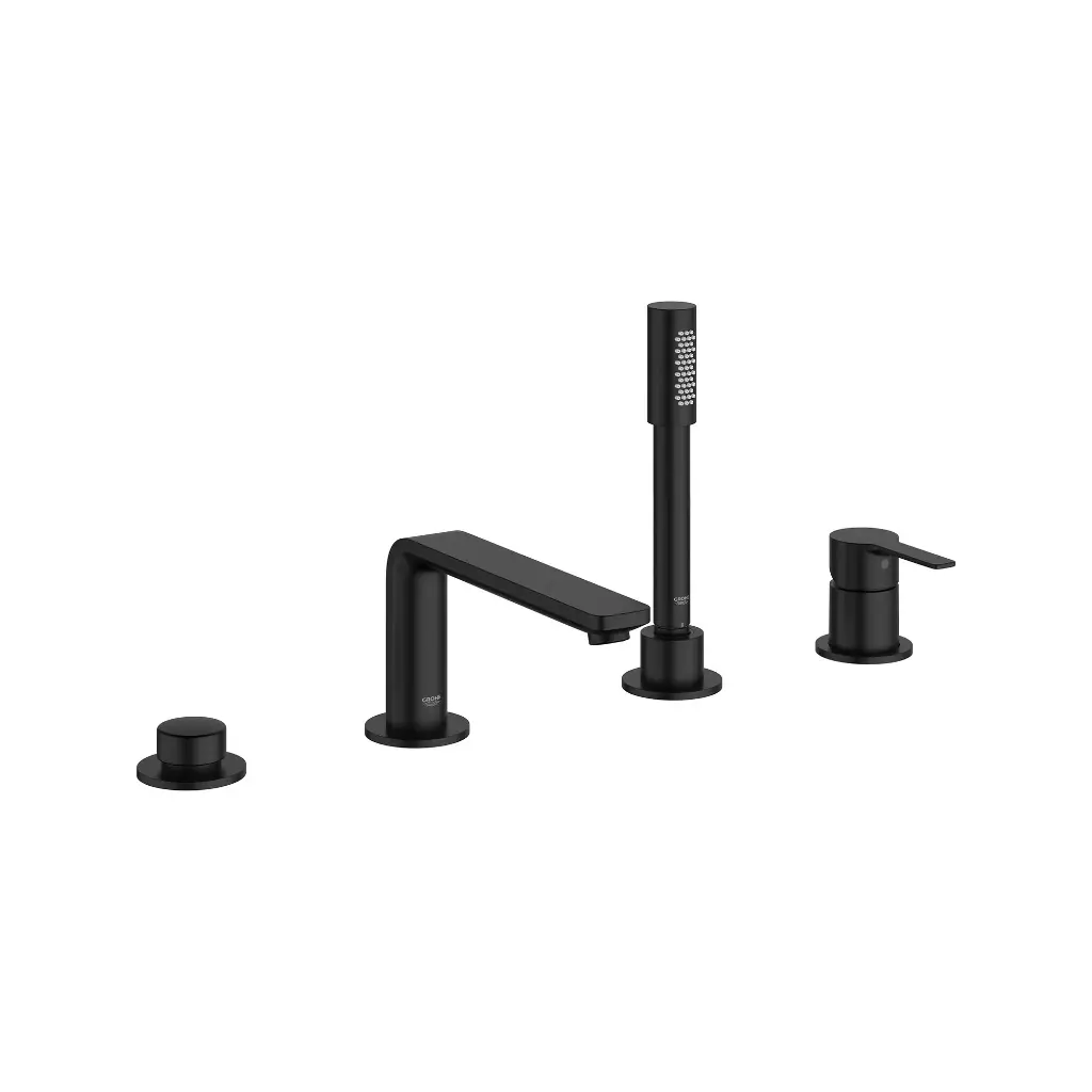 Grohe 195772431 4-Hole Single Handle Deck Mount Roman Tub Faucet With 6.6 L/Min (1.75 Gpm) Hand Shower Matte Black
