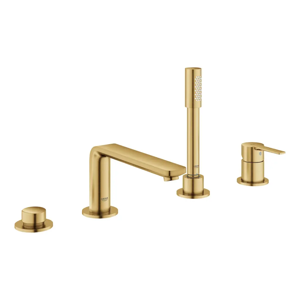 Grohe 19577GN1 4-Hole Single-Handle Deck Mount Roman Tub Faucet With 6.6 L/Min (1.75 Gpm) Hand Shower Brushed Cool Sunrise