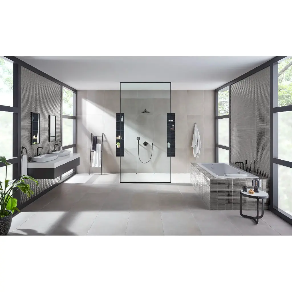 Grohe 195782431 Essence Four-Hole Roman Tub Filler With Hand Shower Matte Black
