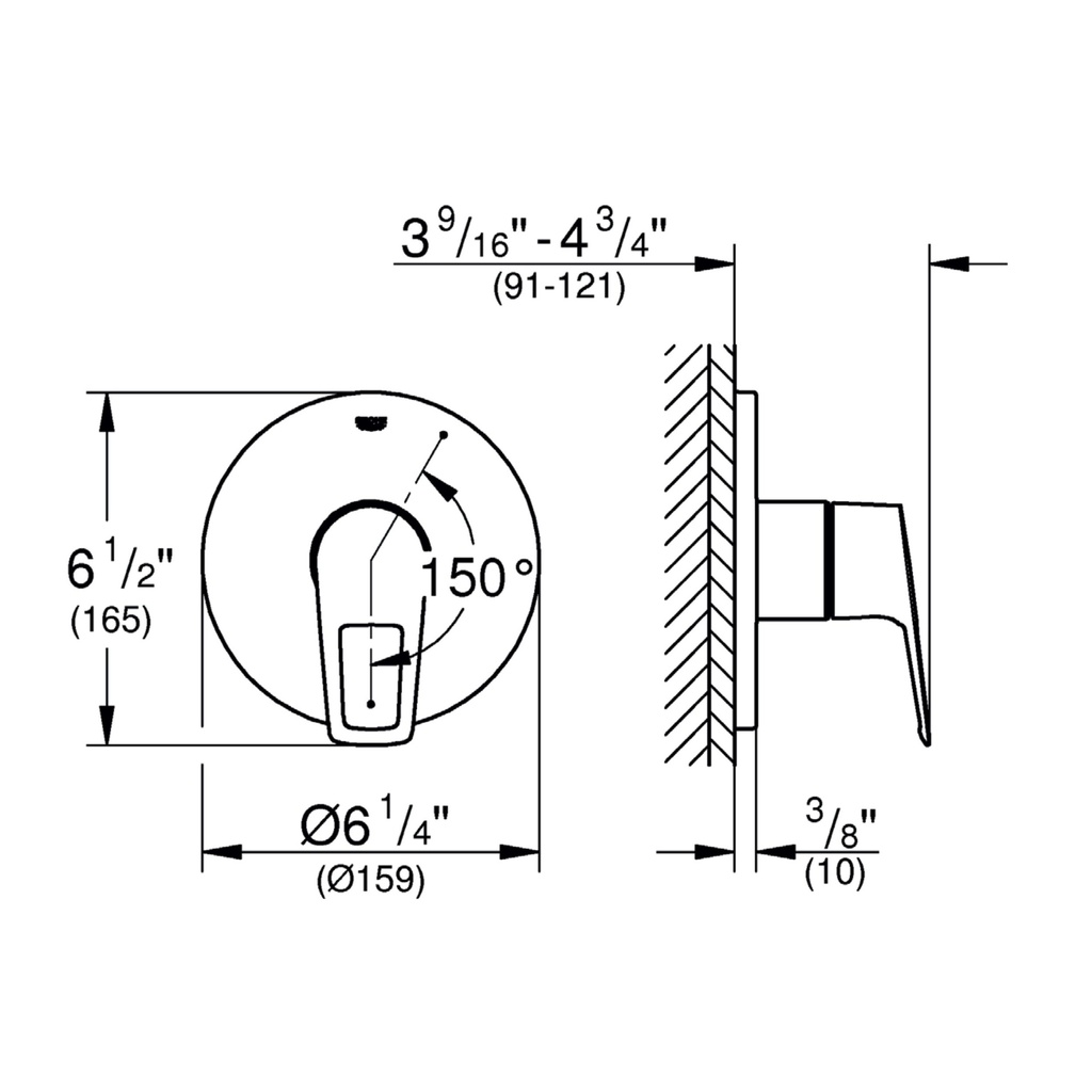 Grohe 19595001 Bauloop Pressure Balance Valve Trim Grohe Chrome