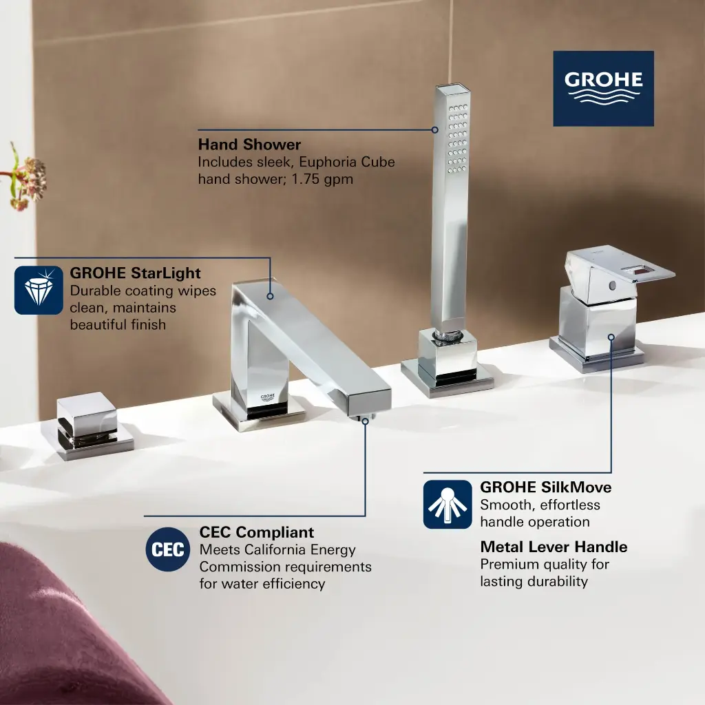 Grohe 19897GN1 Roman Tub Filler With Personal Hand Shower Brushed Cool Sunrise